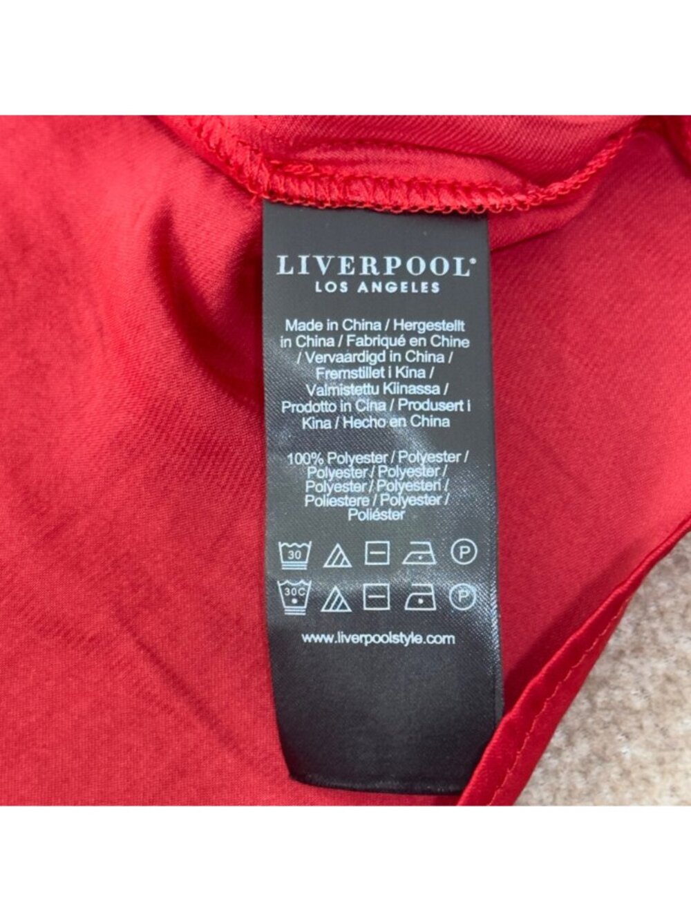 Liverpool Womens Tango Red Long Sleeve Blouse V-Neck Smocked Details Size M - Picture 8 of 11